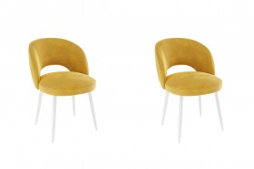 Набор стульев Моли 2 шт (жёлтый велюр/белый) в Заринске - zarinsk.katalogmebeli.com | фото