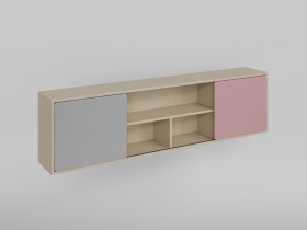 Полка между шкафами 1660 Грэйси (Розовый/Серый/корпус Клен) в Заринске - zarinsk.katalogmebeli.com | фото