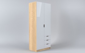 Шкаф 2-х створчатый с ящиками Лофт (Белый/корпус Дуб Сонома) в Заринске - zarinsk.katalogmebeli.com | фото