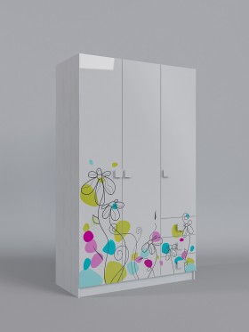 Шкаф 3-х створчатый с ящиками Флёр (Белый/корпус Выбеленное дерево) в Заринске - zarinsk.katalogmebeli.com | фото 1