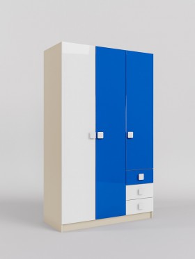 Шкаф 3-х створчатый с ящиками Скай люкс (Синий/Белый/корпус Клен) в Заринске - zarinsk.katalogmebeli.com | фото 1