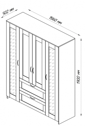 Шкаф четырехдверный Сириус с 1 зеркалом и 2 ящиками белый в Заринске - zarinsk.katalogmebeli.com | фото 2