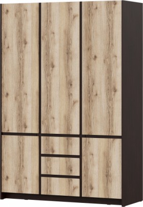 Модульная система "Прага" Шкаф для одежды трехстворчатый Дуб Венге/Дуб Делано в Заринске - zarinsk.katalogmebeli.com | фото 1