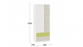 Шкаф для одежды комбинированный «Сканди» Дуб Гарден/Белый/Зеленый в Заринске - zarinsk.katalogmebeli.com | фото 5
