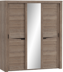 Шкаф трехдверный Соренто с раздвижными дверями Дуб стирлинг/Кофе структурный матовый в Заринске - zarinsk.katalogmebeli.com | фото 1