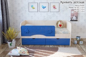 Техно Кровать детская 2 ящика 1.6 Синий глянец в Заринске - zarinsk.katalogmebeli.com | фото